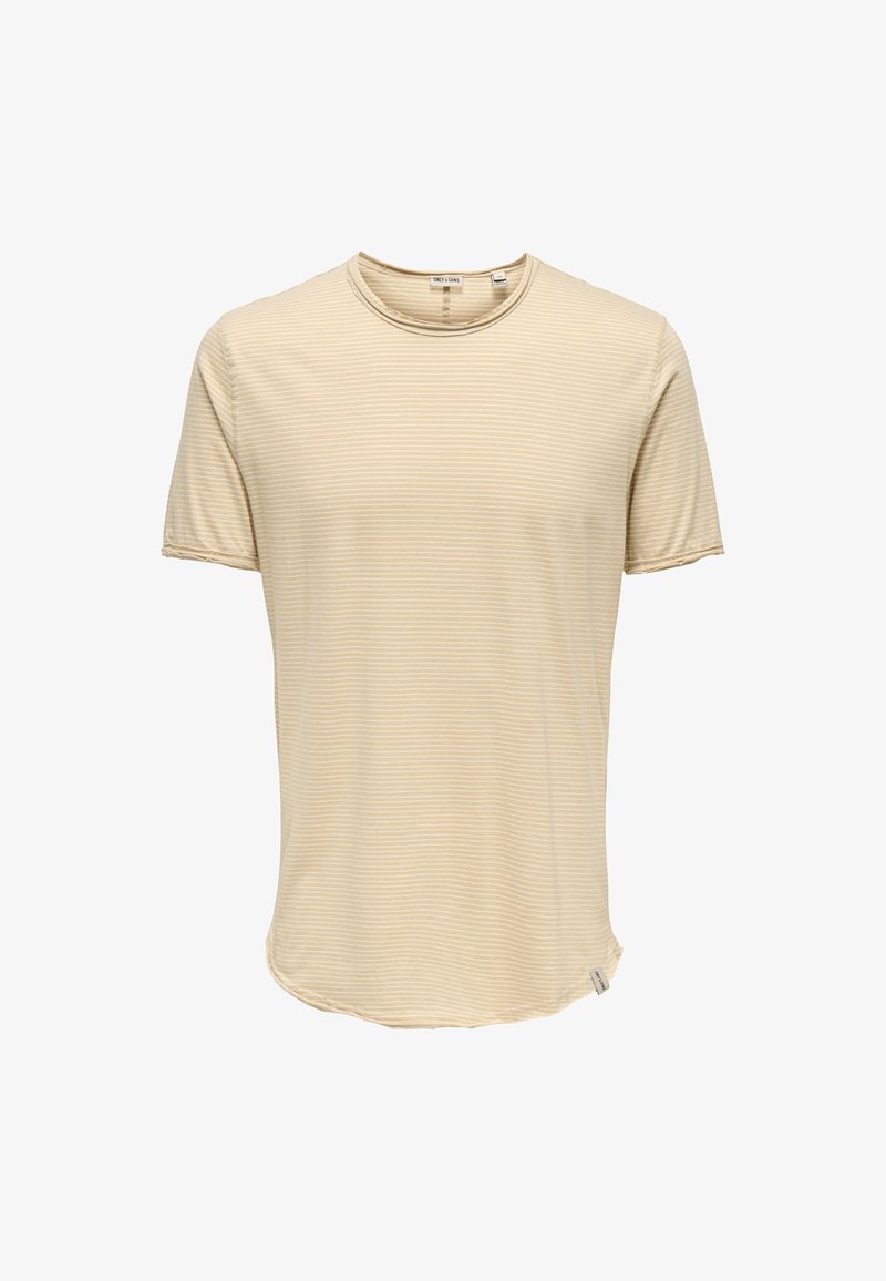 Only & Sons ONSBENNE REG SS STRIPE TEE - T-Shirt print - hellbraun