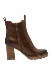 Marco Tozzi CHELSEA - Bottines à talons hauts - cognac comb