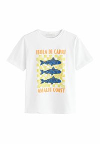 Next REGULAR FIT - HEAVYWEIGHT SHORT SLEEVE CREW NECK - T-shirts print - white amalfi fish graphic