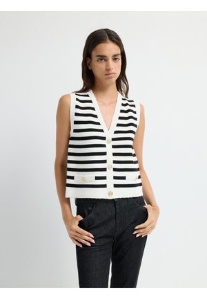 BUTTONED - Vest - striped beige