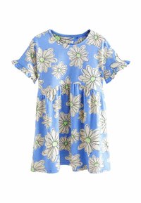 Next - SHORT SLEEVE  REGULAR FIT - Trikotāžas kleita - blue flower print Miniatūras attēls 1