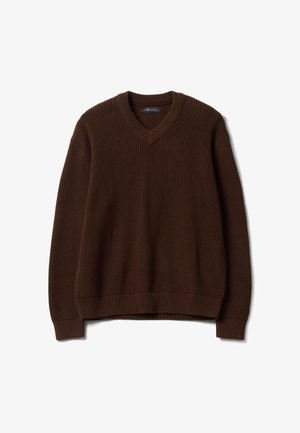 B.ANGEL, JUMPER WITH DEEP V-NECK, REGULAR FIT - Maglione - chocolate brown