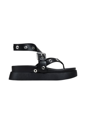 Bosanova, SANDALIAS DE DEDO NEGRAS CON PLATAFORMA Y TACHUELAS - Sandalias de dedo - black