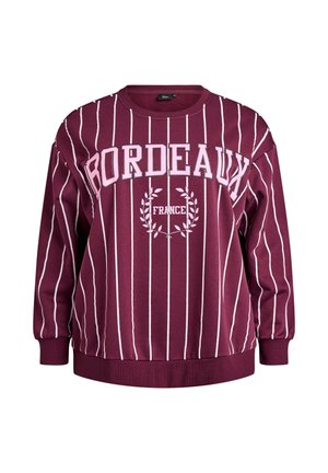 Mikina so zapínaním Bordeaux v tmavom burgundskom s bielymi vertikálnymi pruhmi. Obsahuje text "BORDEAUX FRANCE" a grafický detail vavrínu.