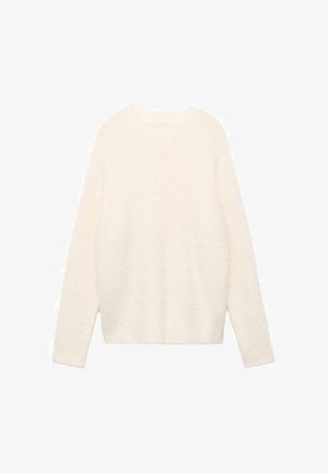 Cremefarvet sweater med en blød, tekstureret finish. Har rund halsudskæring og lange ærmer. Boxy silhuet uden pynt.