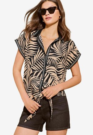 SHORT SLEEVE FRONT REGULAR - Košilová halenka  - black
