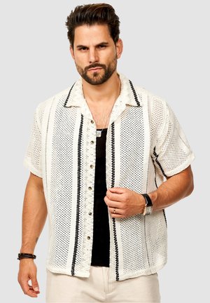 KURZARM STRIPE - Shirt - ecru-navy