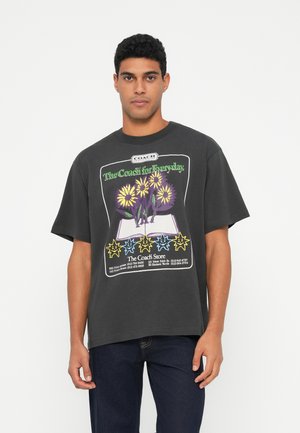 RELAXED COLLAGE FLOWER - Printtipaita - washed black