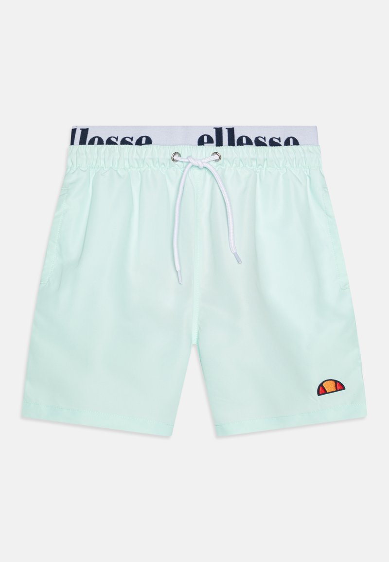 Ανοιχτό μιντ πράσινο μαγιό με ελαστική μέση και λευκή κορδόνι. Διαθέτει πλαϊνές τσέπες και κεντημένο λογότυπο σε κόκκινο και πορτοκαλί χρώμα.