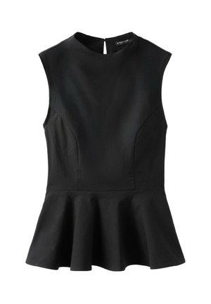 Stradivarius, HIGH-NECK PEPLUM SLEEVELESS TOP - Bluse - black