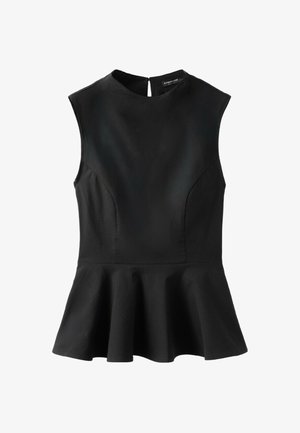 Stradivarius, HIGH-NECK PEPLUM SLEEVELESS TOP - Bluse - black