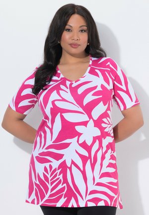 LONG A-LINIE V-AUSSCHNITT HALBARM - T-shirts print - pink