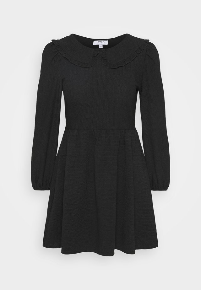 COLLAR DETAIL FAUCHETTE FIT AND FLARE DRESS - Day dress - black