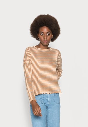 STRIPED LONGSLEEVE - Camiseta de manga larga - camel/beige