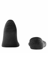 Chaussettes noires au niveau des chevilles en matériau tricoté extensible, avec une texture lisse et un design minimaliste sans motifs ni marquage visible.