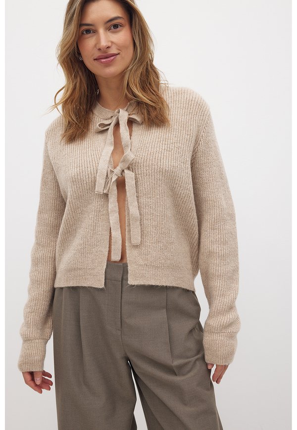 TIE DETAIL  - Strickjacke - beige