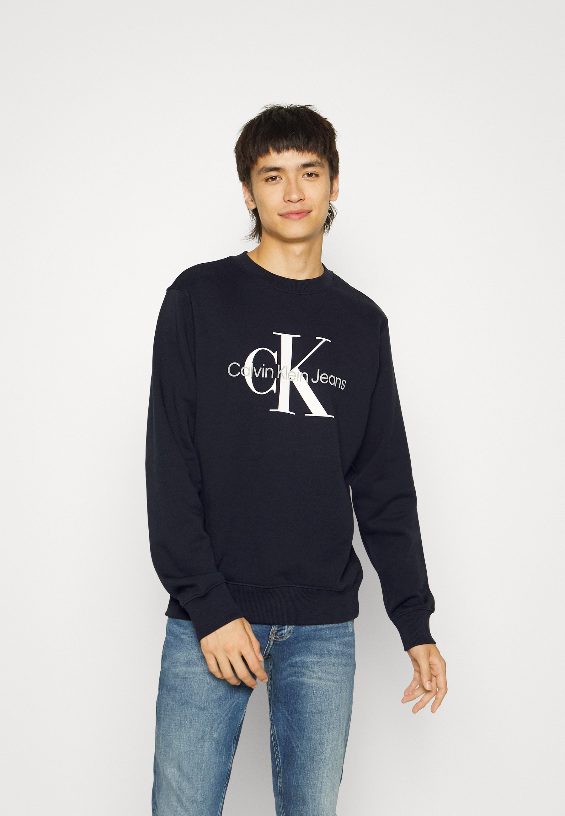 Calvin Klein Jeans CORE MONOGRAM CREWNECK - Sweatshirt - night sky/dark  blue - Zalando.co.uk