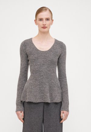 VMDESMA U NECK PEPLUM - Strikkegenser - medium grey melange