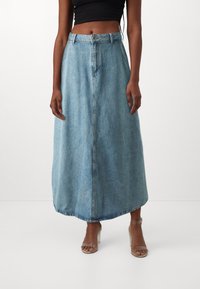 ONLY - ONLLIZA LONG FLOWY WIDE SKIRT - Jeansrok - light blue Miniatuurafbeelding 1