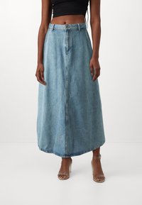 Jupe A-Line Denim & Co. – Bleu, Taille 10, Coton, Zip – Très Bon État