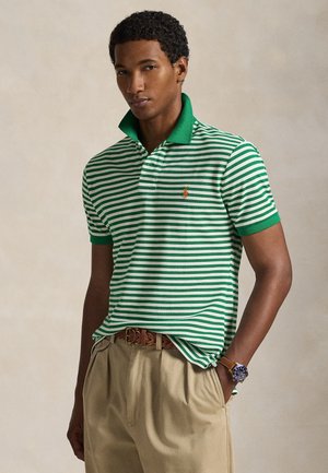 CUSTOM SLIM FIT STRIPED MESH POLO SHIRT - Polo krekls - billiard/white