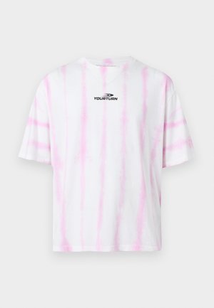 YOURTURN, STRIPEY TIE-DYE REGULAR FIT - Μπλουζάκι με στάμπα - white/pink