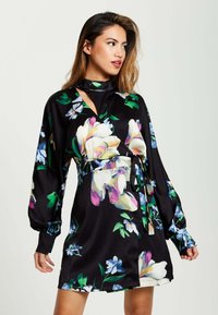 Liquorish ELEGANT FLORAL WRAP WITH CUT OUT DETA - Day dress - black