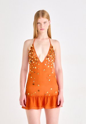 LAYERED MINI DRESS WITH BUTTON DETAIL - Cocktailkjole - orange