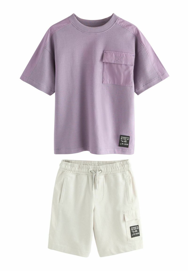 Next - REGULAR FIT UTILITY SHORT SLEEVE SET - Tracksuit bottoms - purple cement, Enlarge