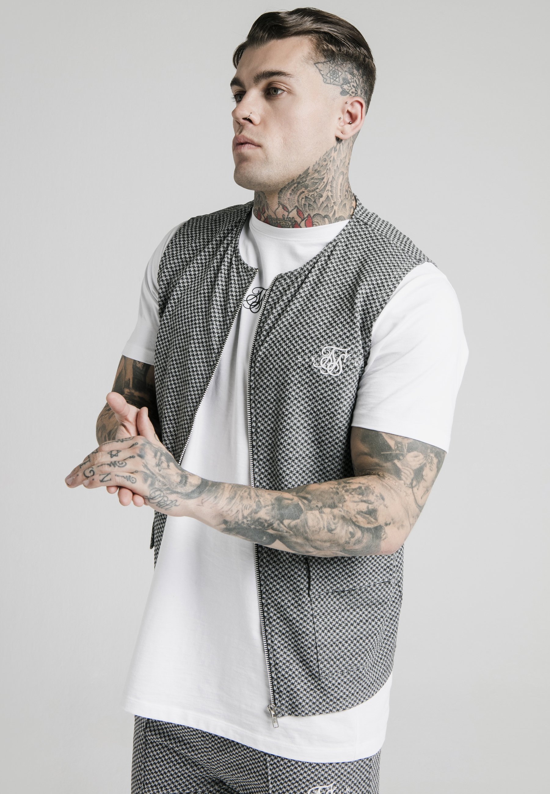 SIKSILK Chaleco - black white/negro - Zalando.es