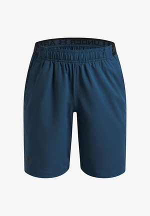 Marineblaue Sportshorts mit elastischem Bund, mit Under Armour Schriftzug, Seitentaschen und entspannter Passform.