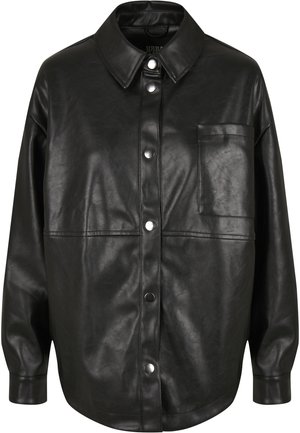 Urban Classics LADIES FAUX LEATHER OVERSHIRT - Faux leather jacket - black