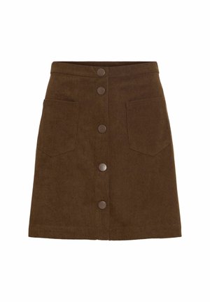 VILA, MINI SKIRT VIELSA HIGH WAIST - Jupe trapèze - coffee bean