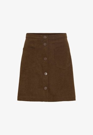 VILA, MINI SKIRT VIELSA HIGH WAIST - A-lijn rok - coffee bean