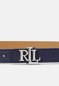 Lauren Ralph Lauren LOGO REVERSIBLE LEATHER SKINNY BELT - Cinto - refined navy/camel