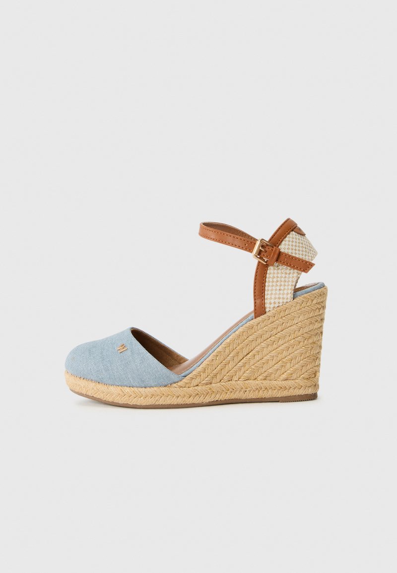 Wrangler Sandalen met sleehak lichtblauw denim