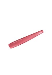 Piastra per capelli in plastica rosa con una forma slanciata e affusolata e una finitura liscia. Presenta un bordo piatto con una leggera curvatura a un'estremità.