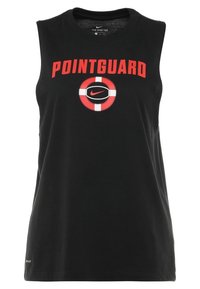 Svart ärmlös t-shirt i bomull med "POINTGUARD" i fet röd text. Har en rund logotyp med en vit och röd design.