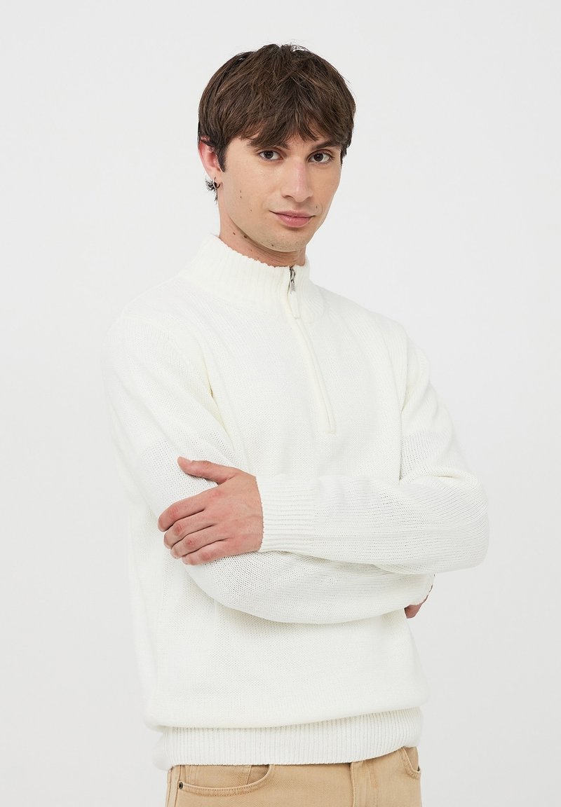 Terranova CON COLLO ALTO HALF-ZIP - Maglione - bianco lana