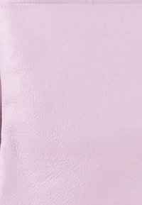 Roze leren zakje met een soepele textuur en een minimalistisch ontwerp. Bevat een discrete ritssluiting en geen zichtbare hardware of accenten.