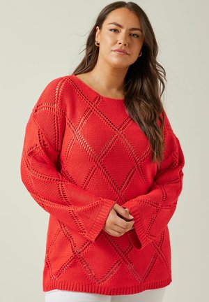 DIAMOND POINTELLE  - Striktrøje - red