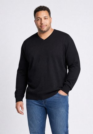 Petrol Industries, PLUS SIZE V-NECK KNIT MILLGATE - Maglione - black