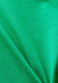 Tejido verde brillante con una superficie texturizada, que presenta un ligero brillo y una caída suave. La trama muestra sutiles variaciones en el tono y el patrón.