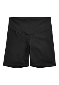 Sorte atletiske shorts lavet af strækbart stof, med en bred talje og glat overflade. Designet inkluderer ingen synlige mønstre eller accenter.