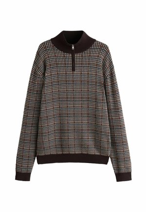 Next, CHECK QUARTER ZIP JUMPER - Strickpullover - brown