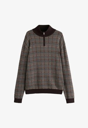 Next, CHECK QUARTER ZIP JUMPER - Jumper - brown