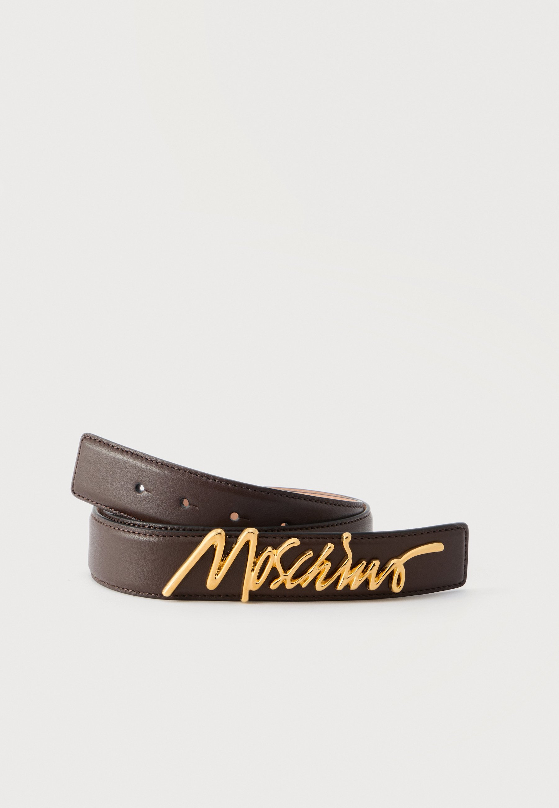 Moschino Logo Plaque Belt in Brown Brown Logo Hardware Belt by Moschino on Sale main image 2