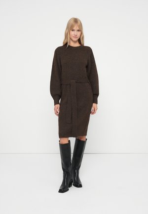 VILAMPE O NECK MIDI DRESS - Abito in maglia - coffee bean