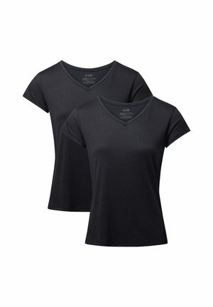 V-NECK 2-PACK - T-shirt - bas - jet black