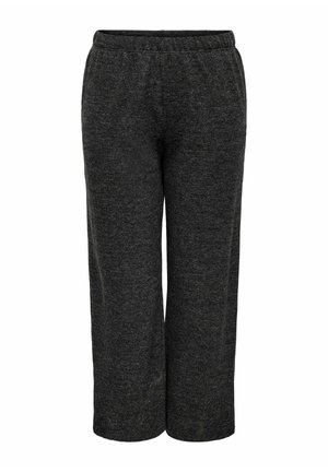 Gray, wide-leg pants made of a soft, textured fabric with an elastic waistband and no visible fasteners or pockets.